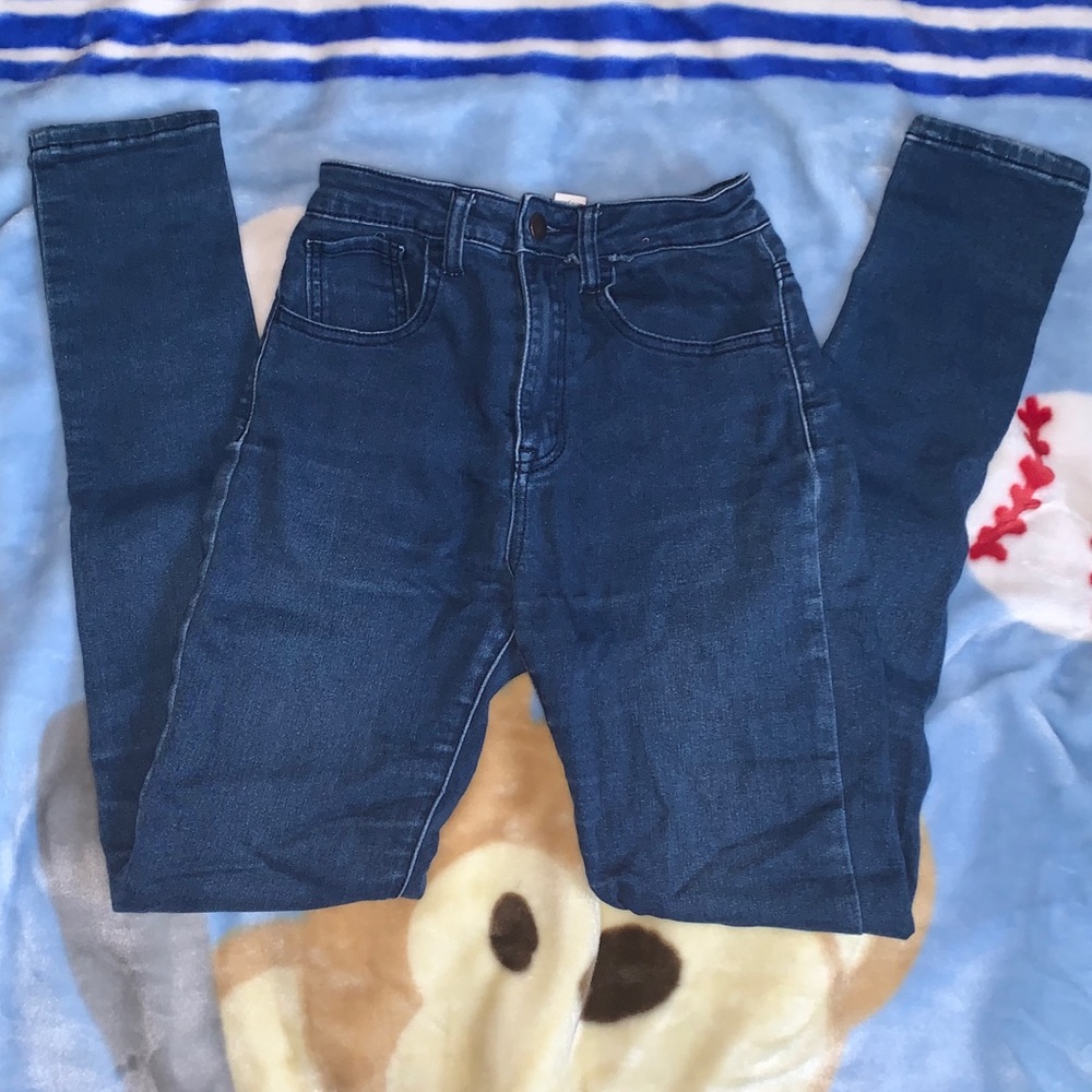 Navy Blue Skinny Jeans (High Waisted)